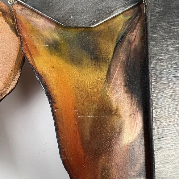 Lee J Kronenberg Copper Metal Clock Abstract Cubism Brutalist Folk Art Signed 9” - Picture 9 of 12